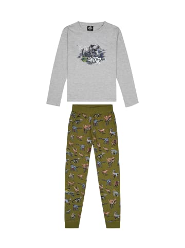 ONOMATO! 2tlg. Outfit: Schlafanzug Langarmshirt und Hose Jurassic World in Grau