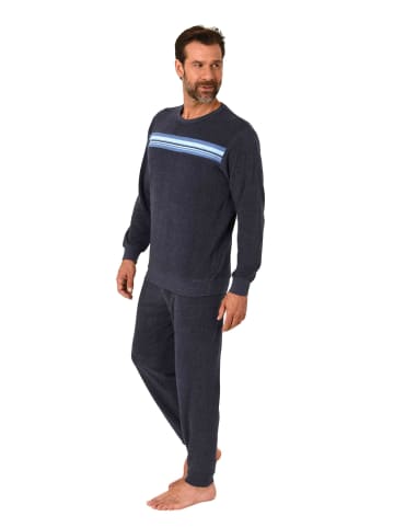 NORMANN Langarm Schlafanzug Frottee Bündchen in marine