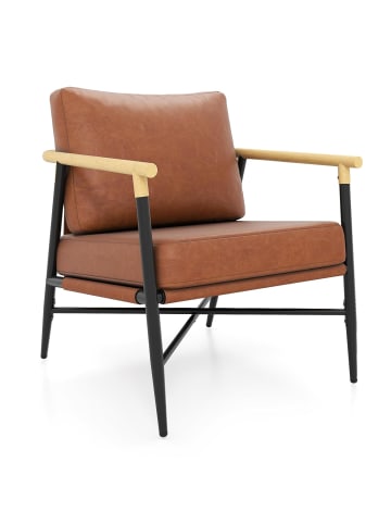 COSTWAY Gepolsterter Sessel mit Armlehnen in Braun