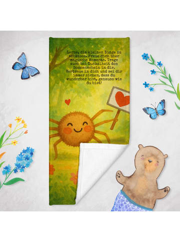 Mr. & Mrs. Panda Strandtuch Spinne Agathe Motivation Design mit ... in Gelb Pastell