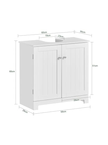 SoBuy Unterschrank in Mattweiß - (W) 29 x (H) 60 x (L) 58 cm