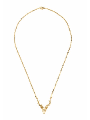 Gemshine Kette mit Anhänger Alpin Hirsch Geweih in gold coloured