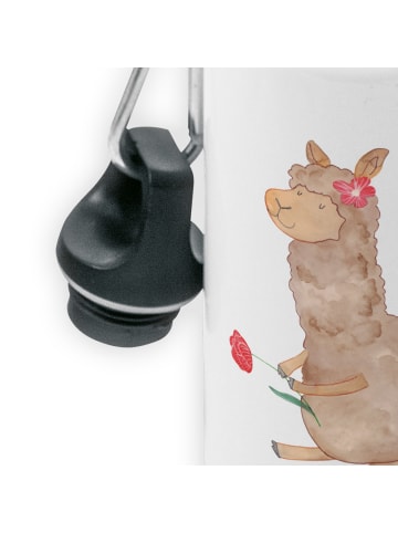 Mr. & Mrs. Panda Trinkflasche Alpaka Blume ohne Spruch in Weiß