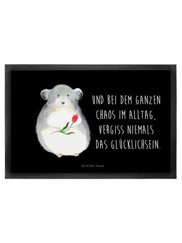 Mr. & Mrs. Panda Fußmatte Chinchilla Blume mit Spruch in Schwarz