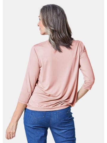 GOLDNER Blusenshirt Chiffon-Shirt mit 3/4-Arm, Rundhals in melba