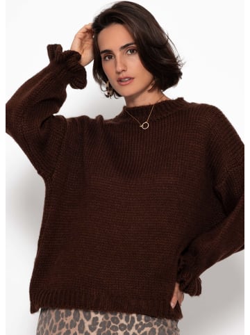 SASSYCLASSY Pullover mit Volantärmeln in Braun