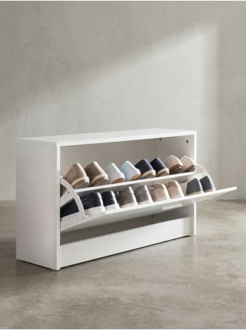 KADIMA DESIGN Schuhkipper aus Holz mit Ablage und 1 Fach, 80x47x24 cm in Weiß