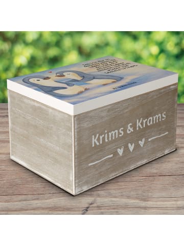 Mr. & Mrs. Panda Erinnerungsbox Pinguine trösten Design mit Spruch in Weiß