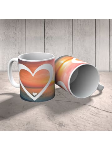 Mr. & Mrs. Panda Kaffeebecher Herz ohne Spruch in Sonnenuntergang