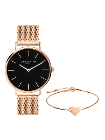 LIEBESKIND BERLIN Uhr & Armband Set Minimalistic Hearts in gold