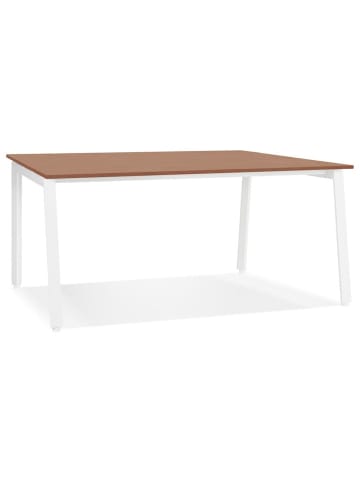 KADIMA DESIGN Schreibtisch Holz & Metall, platzsparend, funktional, 160x80 cm in Braun-Weiß
