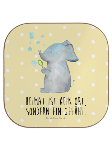 Mr. & Mrs. Panda Untersetzer Elefant Seifenblasen mit Spruch in Gelb Pastell