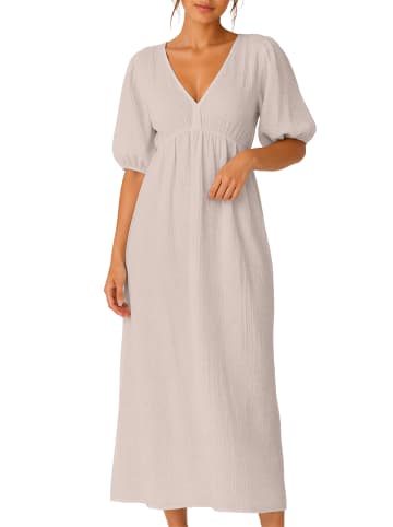 Reichstadt Damen Relaxed Fit Sommerkleid Musselin in Beige