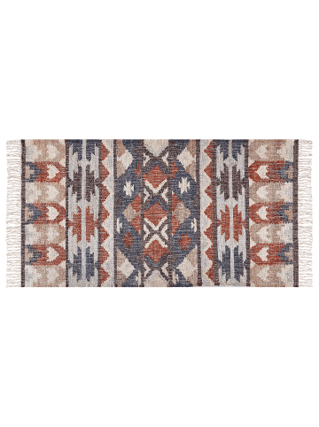 Beliani Geflochtener Teppich KALFA in Bunt/Beige/Braun - (W) 80 x (H) 0.6 x (L) 150 cm