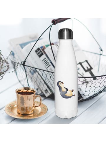 Mr. & Mrs. Panda Thermos Pinguin Lachen ohne Spruch in Weiß