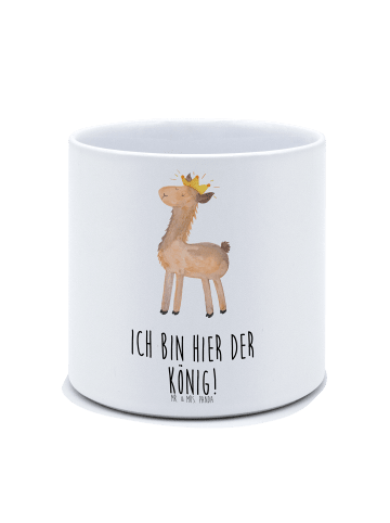 Mr. & Mrs. Panda XL Blumentopf Lama König mit Spruch in Weiß