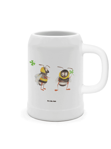 Mr. & Mrs. Panda Bierkrug Hummeln Kleeblatt ohne Spruch in Weiß