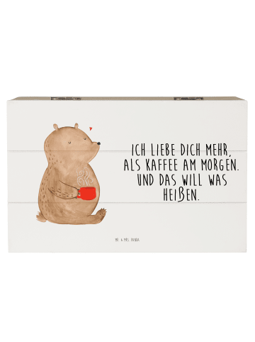 Mr. & Mrs. Panda Holzkiste Bär Morgenkaffee mit Spruch in Weiß