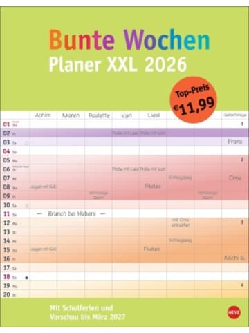 Heye Kalender Kalender - Bunte Wochen Planer XXL 2026