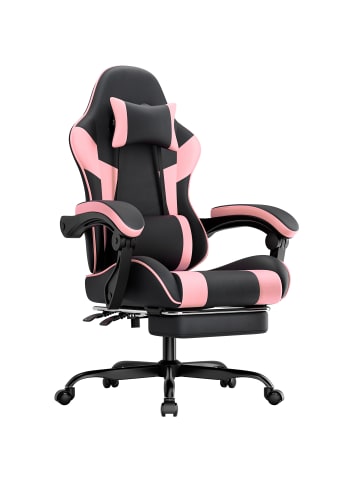 ABRIHOME Gaming Stuhl in Rosa Grau 200 kg mit Lendenstütze Verstellbar