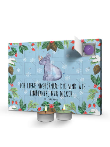 Mr. & Mrs. Panda Adventskalender Einhorn Nashorn mit Spruch in Eisblau