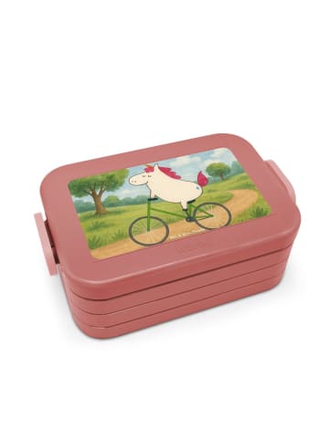 Mr. & Mrs. Panda Bento-Brotdose Einhorn Radfahrer Design ohne Sp... in Rot Pastell