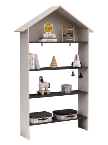 VCM  Holz Kinderregal Bücherregal Haus Regal Italu in Weiß / Anthrazit