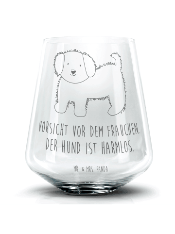 Mr. & Mrs. Panda Blümchentail Glas Hund Flauschig mit Spruch in Transparent
