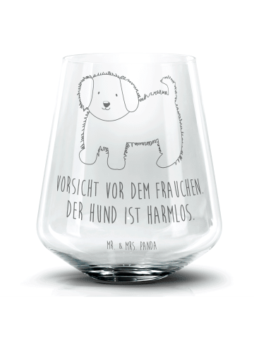 Mr. & Mrs. Panda Cocktail Glas Hund Flauschig mit Spruch in Transparent