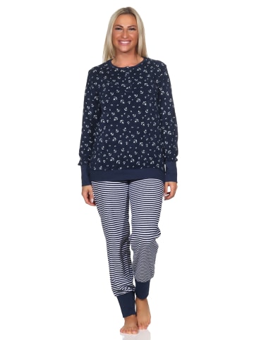 NORMANN Frottee Schlafanzug lang Bündchen - 81839 in marine