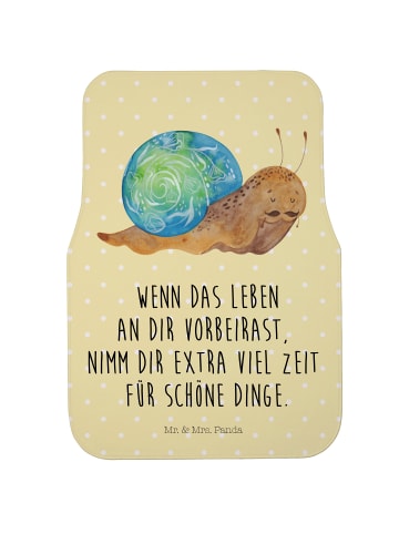 Mr. & Mrs. Panda Fahrer Autofußmatte Schnecke Sir mit Spruch in Gelb Pastell