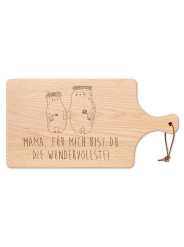 Mr. & Mrs. Panda Schneidebrett Bären mit Blumenkranz mit Spruch in Transparent