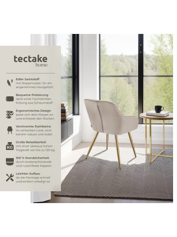 tectake Polstersessel gepolstert, in Samtoptik, gesteppt, 58 x 62 x 82 cm