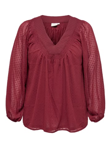 ONLY Carmakoma Bluse Plus Size V-Ausschnitt Ballonärmel in Weinrot