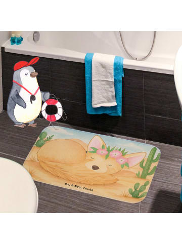 Mr. & Mrs. Panda Badeteppich Wüstenfuchs Blumen Design ohne Spruch in Weiß