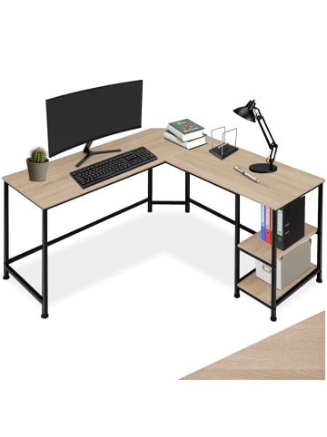 tectake Gamingtisch mit höhenverstellbaren Kunststofffüßen, 138 x 138 x 75,5cm