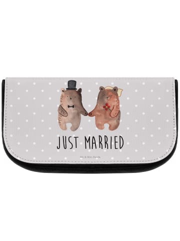 Mr. & Mrs. Panda Badtasche Bär Heirat mit Spruch in Grau Pastell
