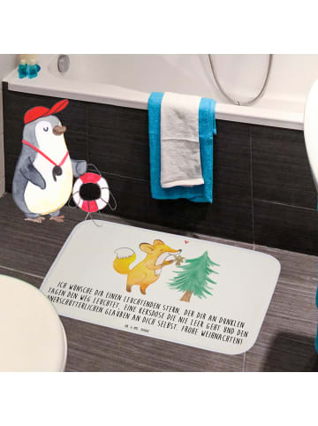 Mr. & Mrs. Panda Badematte Fuchs  Weihnachtsbaum mit Spruch in Weiß