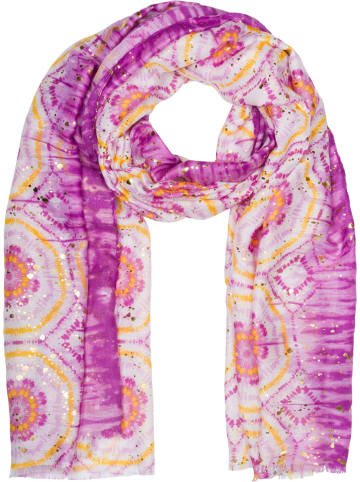 styleBREAKER Schal mit Batik Muster in Violett-Gelb