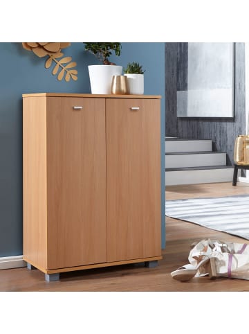 KADIMA DESIGN Schuhschrank-Kommode, bis 12 Paar Schuhe, 2 Türen, 3 Einlegeböden in Braun