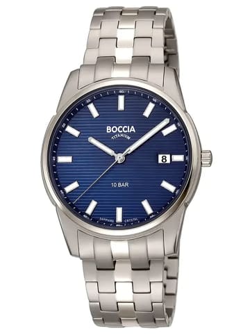 Boccia Herrenuhr Quarz Titan mit Saphirglas Blau / Silber