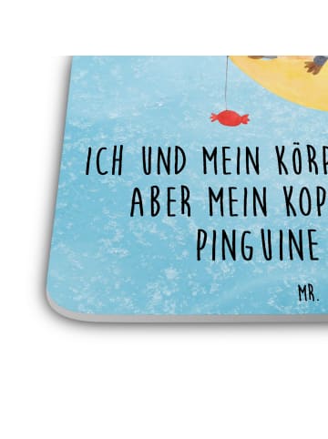 Mr. & Mrs. Panda Bierdeckel Pinguin Mond mit Spruch in Eisblau