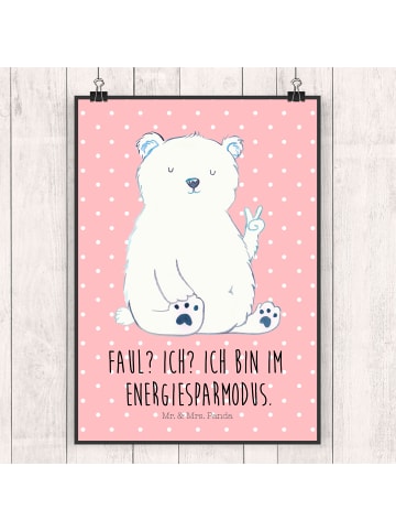 Mr. & Mrs. Panda Poster Eisbär Faul mit Spruch in Rot Pastell