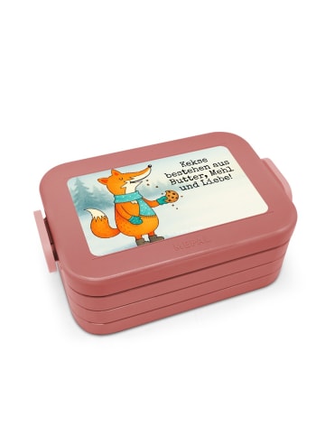 Mr. & Mrs. Panda Bentobox Fuchs Keks Design mit Spruch in Rot Pastell