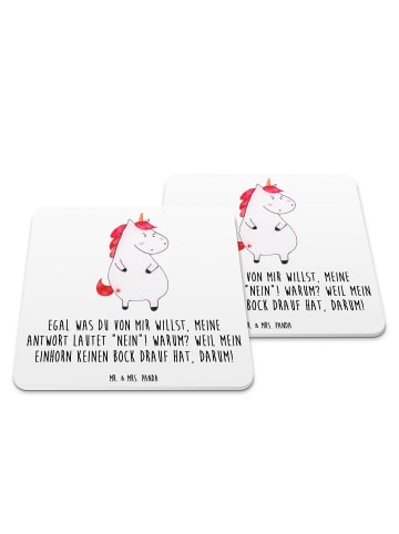 Mr. & Mrs. Panda Untersetzer für Gläser Einhorn Wut mit Spruch in Weiß