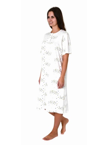NORMANN Kurzarm Nachthemd Knopfleiste am Hals - 80147 in creme