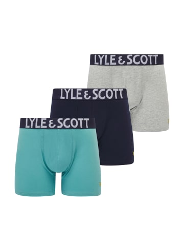 Lyle & Scott Trunks 3-Er Set in Türkis/Meliertes Hellgrau/Dunkelblau