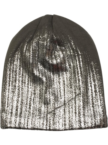 styleBREAKER Feinstrick Beanie Mütze in Dunkelgrau / Silber