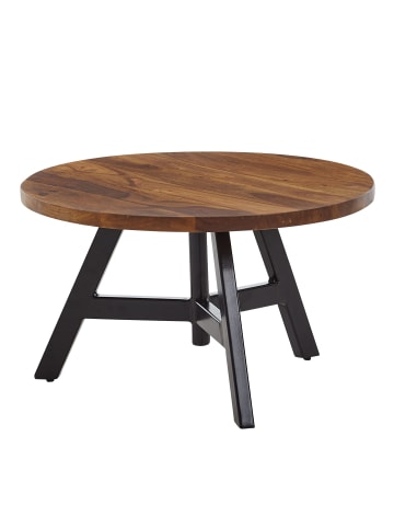 KADIMA DESIGN Massivholz Couchtisch, Sheesham Holz, Metallgestell, 60x60x35 cm