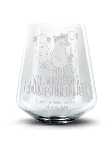 Mr. & Mrs. Panda Blümchentailglas Axolotl Liebe mit Spruch in Transparent
